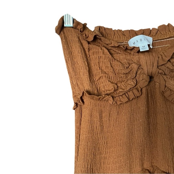 MABLE Strapless Smocked Knot Front Side Slit Maxi Dress - Picture 9 of 10